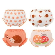 Coerni 4 Pcs Toddler Baby Girls Organic Cotton Blo𝐨mers Underwear Ruffles Hedgehog Printed Briefs Hipster Comfort Undies